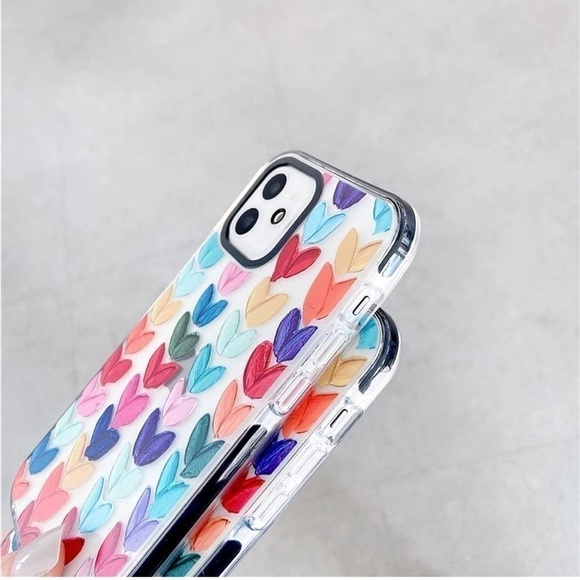 EUC Color Mix Drawing Loving Heart Clear Case for Apple iPhone 12 Shockproof - Picture 3 of 7